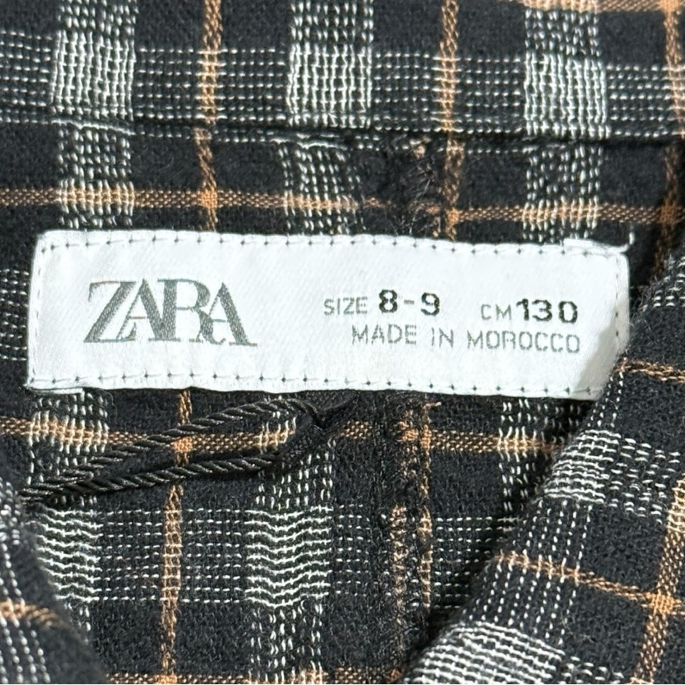 Zara Girls Plaid Shirt Dress Size 8–9 Flannel Button Front Long Sleeve Fall - Picture 6 of 10